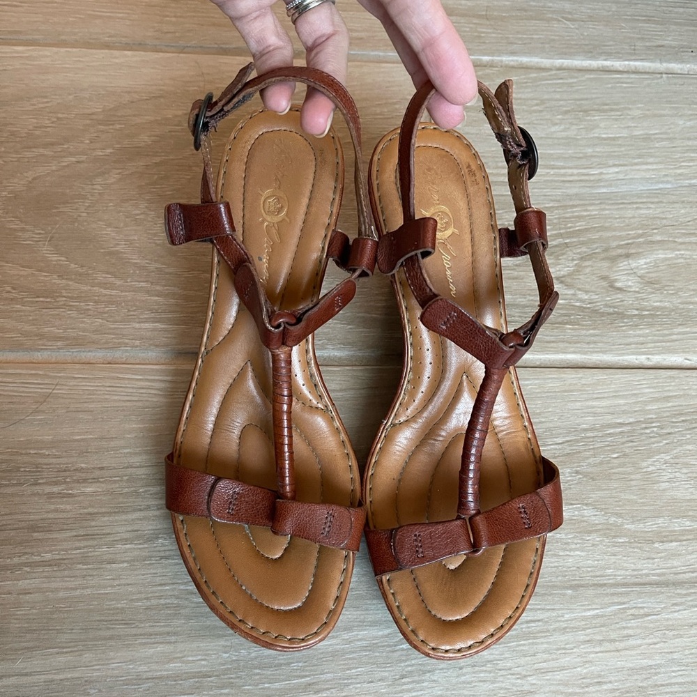 Baltic Borne Crown Elegant Brown Leather Heeled Sandals - Picture 8 of 9